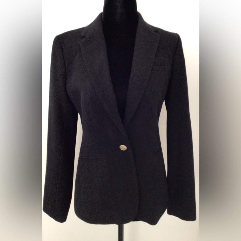 J CREW Black Wool Felt One-Button Jacket - Small / 4 US